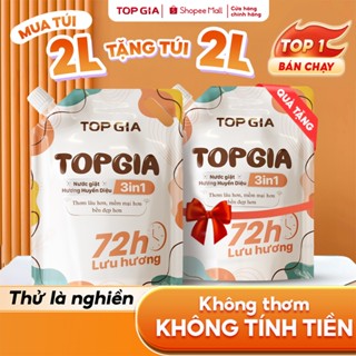 Nước Giặt TopGia 3in1 Hương Lavender, Huyền Diệu Dịu Nhẹ Làm Sạch Vết Bẩn, Lưu Hương 72h, Túi 2L