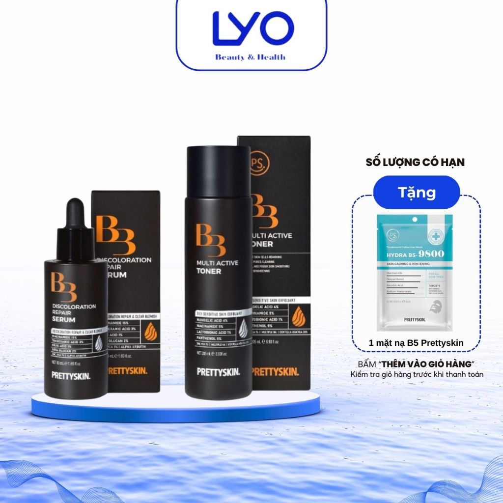 Nước Hoa Hồng & Tinh Chất Prettyskin B3 Discolororation Repair Serum/B3 Multi Active Toner Hàn Quốc