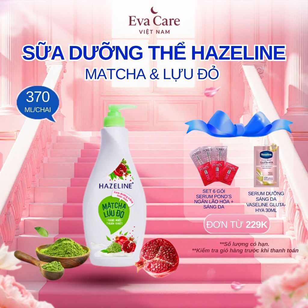 Hazeline Sữa Dưỡng Thể Matcha & Lựu Đỏ 370ml – Dưỡng Da Sáng Mịn Tự Nhiên