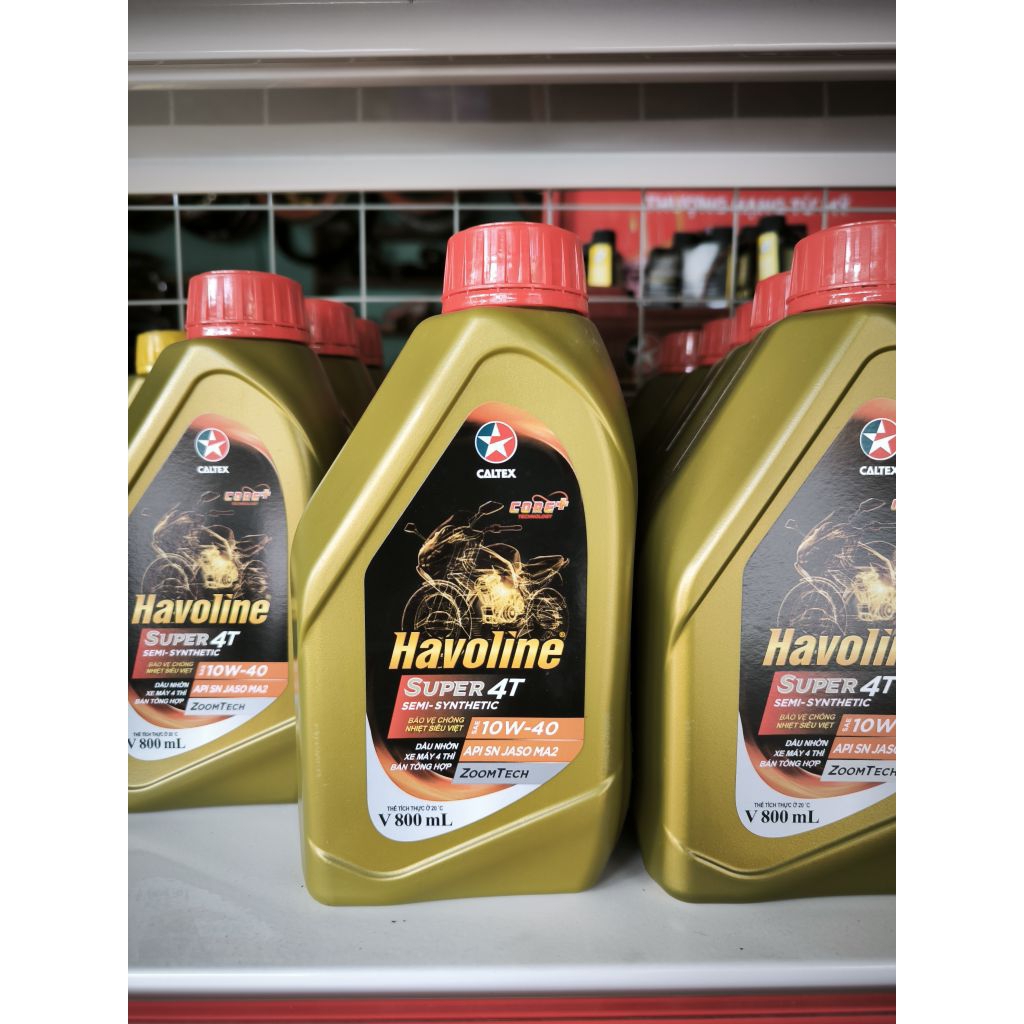 Dầu Nhớt 800ml xe số Havoline 10w40 super4T SEMI-SYNTHETIC SAE 10W-40 API SN JASO MA2 800ML