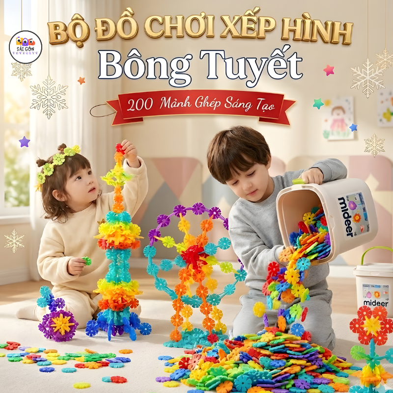Hộp Đồ Chơi Xếp Hình Bông Tuyết 200pcs Cho Bé – Đồ Chơi Lắp Ghép Thông Minh Phát Triển Tư Duy Sáng T