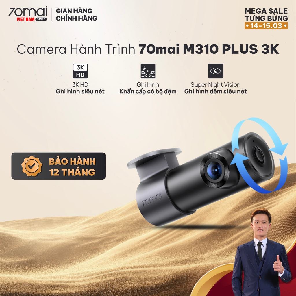 Camera Hành Trình 70mai M310 Plus 3K Phiên Bản Quốc Tế, Ghi Hình 3K HD Ra Lệnh Giọng Nói