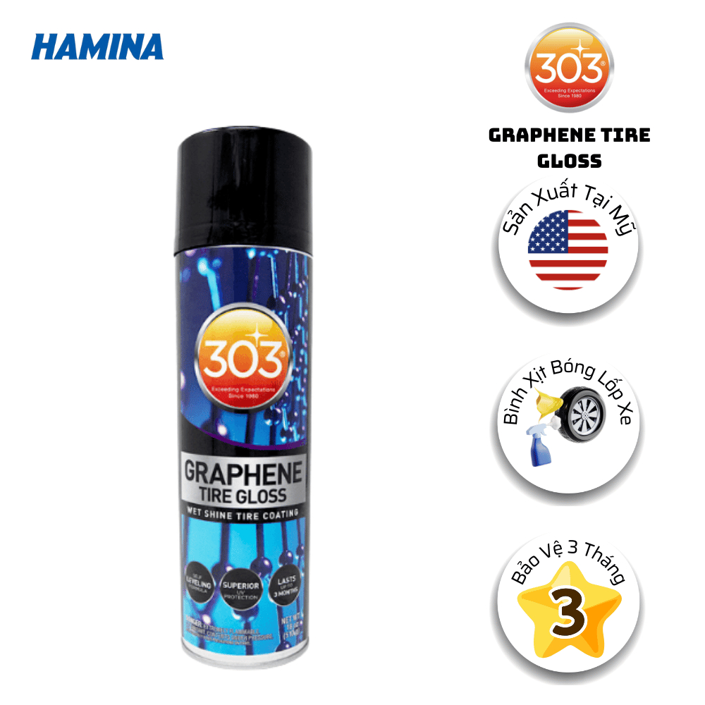 303® Graphene Tire Gloss - Dưỡng Lốp - Dạng Xịt Cao Cấp Của 303 Mỹ, Đậm Đặc Siêu Tiết Kiệm