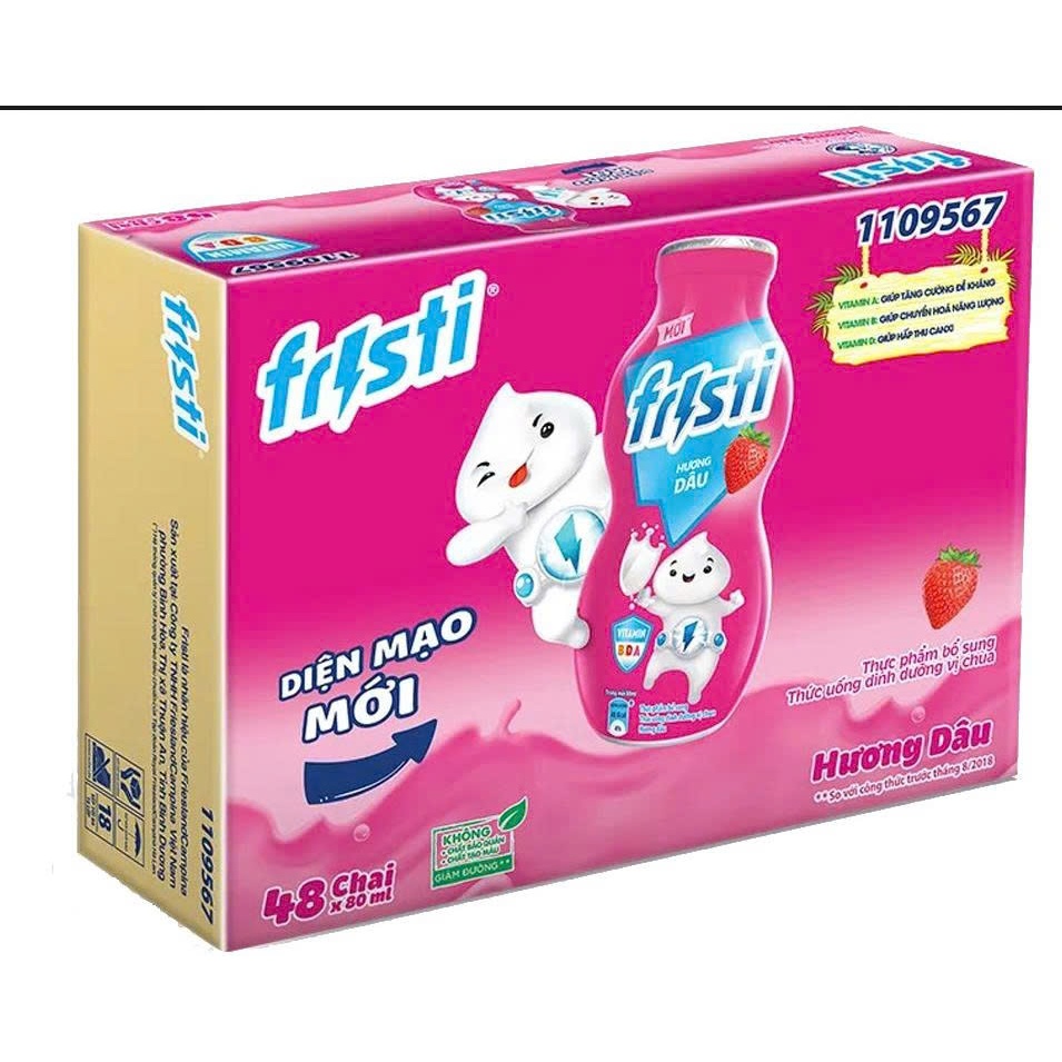 Thùng 48 chai sữa chua uống hương dâu Fristi 80ml