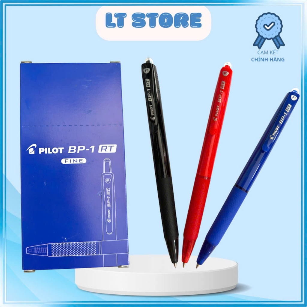Hộp 12 cây Bút Bi PILOT BP-1RT / BP1RT Màu Mực Xanh - Đỏ - Đen Ngòi 0.7mm - LT store