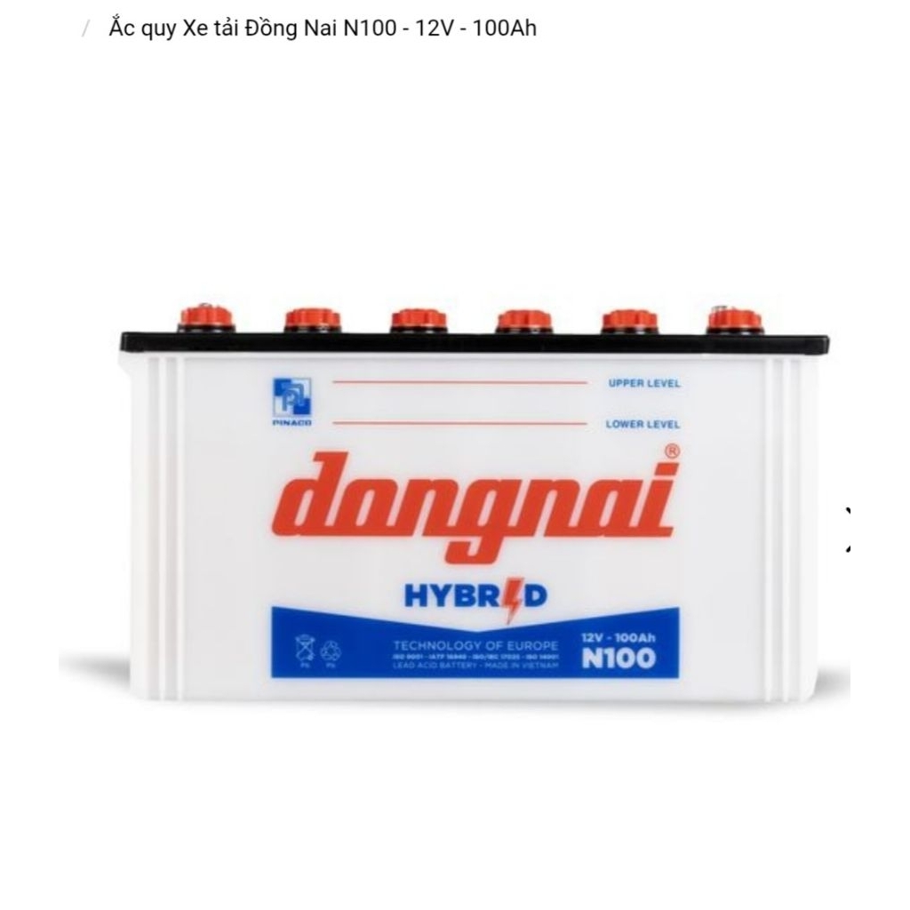 Bình ắc quy nước 12v hybryd đồng nai N100 | 12V - 100ah ( tặng acid châm bình )