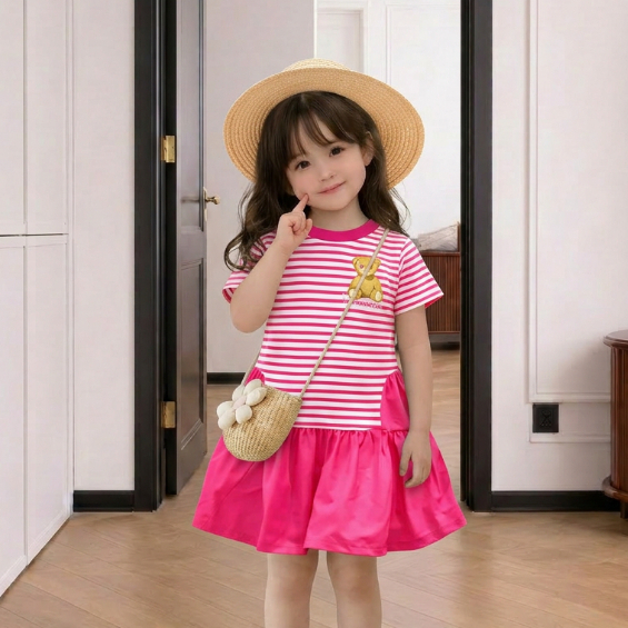 Váy cho bé gái size đại 45kg - chất cotton thời trang trẻ em MOONBE Váy Kẻ Baby