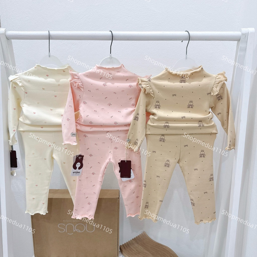 Bộ quần áo cổ bèo Embes thu đông cho bé gái