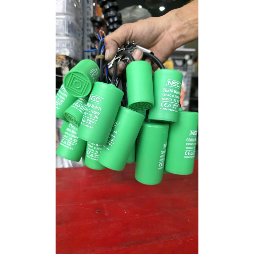 Tụ Ngậm (CAPA) CBB60 NSC, 10-40UF (Vỏ Nhựa Xanh)