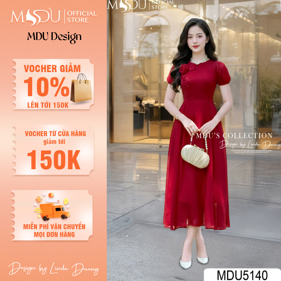 Váy Thiết Kế Chất Liệu Tơ Óng Dáng Xòe Nhẹ MDU5140  | MDU Design