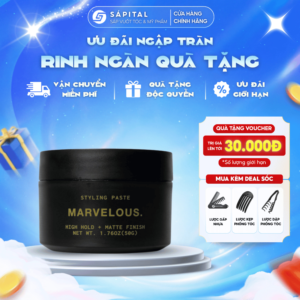 Sáp vuốt tóc Rusty Lab Marvelous - Giữ nếp linh hoạt, Cấp ẩm nhẹ, Nhiều dưỡng chất, Hương nước hoa