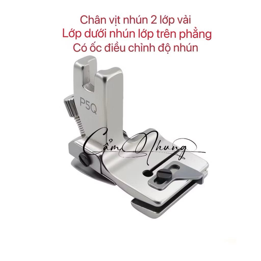 Chân vịt nhún 2 tầng có ốc điều chỉnh độ nhún mẫu mới chân vịt nhún 2 lớp vải 1 lớp nhún 1 lớp phẳng máy công nghiệp P5Q