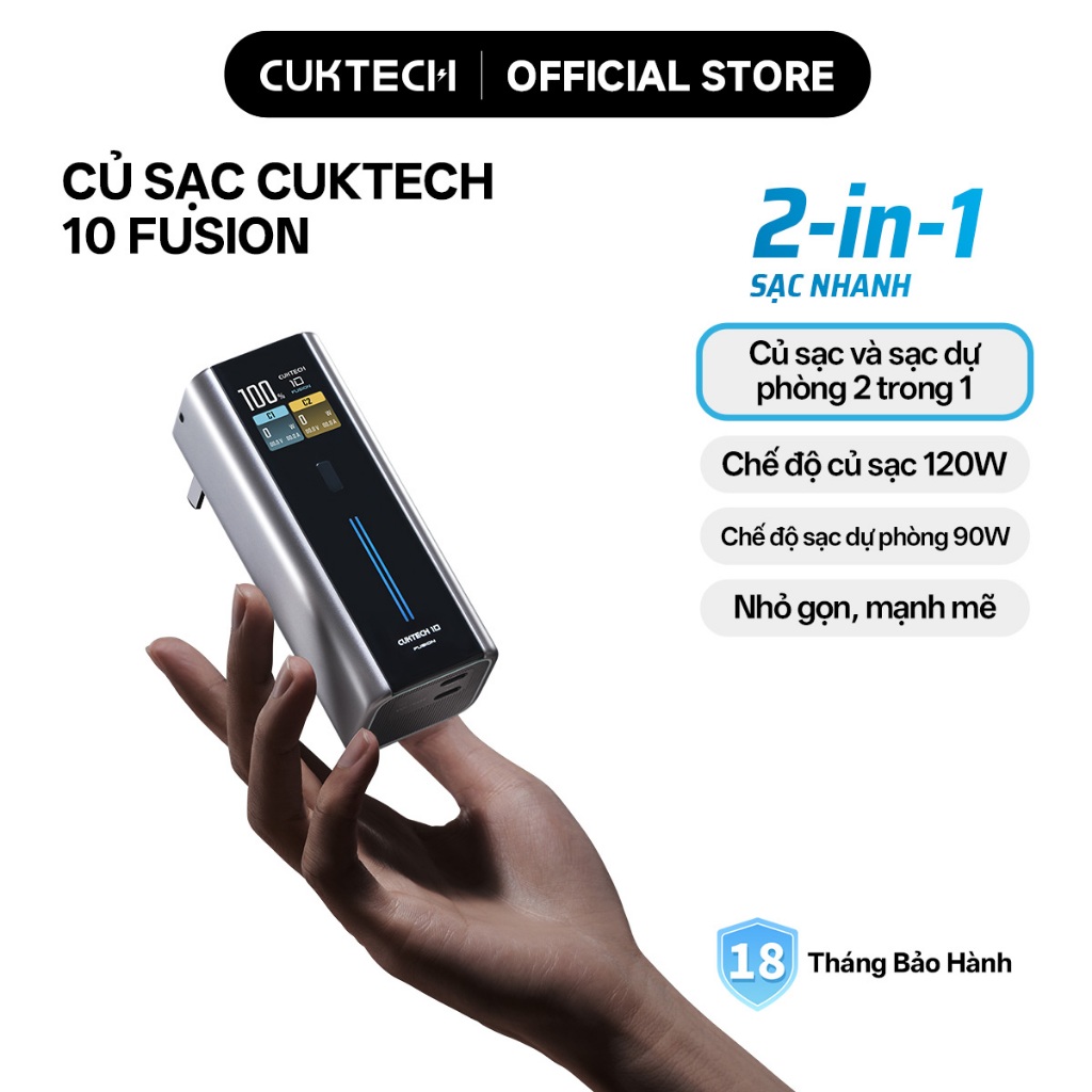 【Được chứng nhận CCC】CUKTECH 120W Max 2 Trong 1 Mini Pin Dự Phòng kiêm Củ Sạc Công Suất Cao — Xiaomi