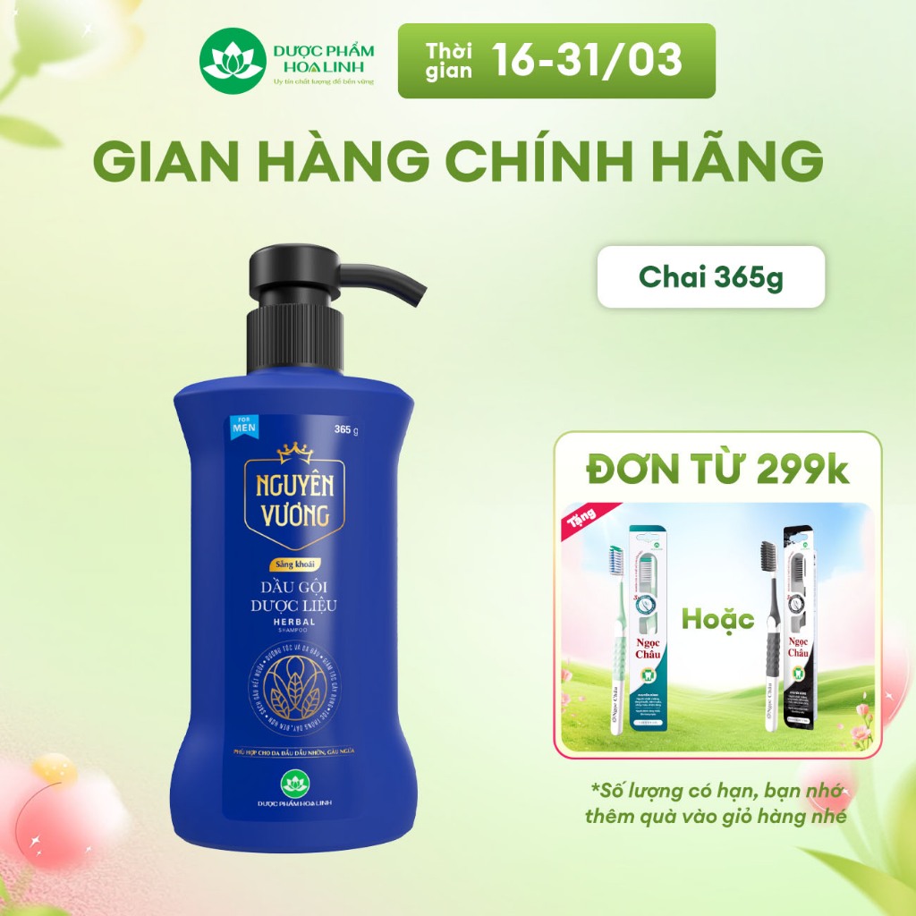 Dầu gội dược liệu Nguyên Vương Sảng khoái dành cho nam 365g tặng 35g - hương sảng khoái