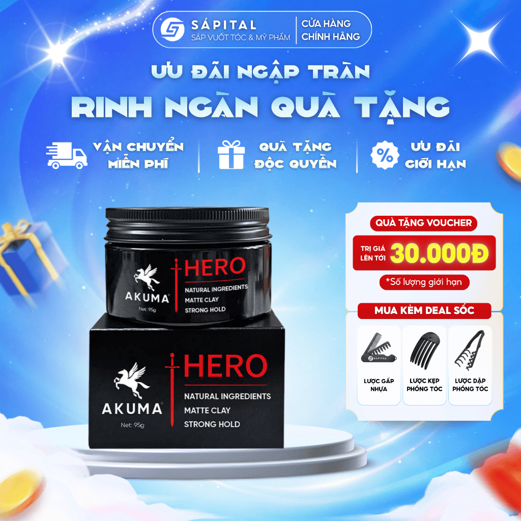 Sáp vuốt tóc Akuma Hero - Sáp vuốt tóc giữ nếp cao, không bóng, phù hợp mọi chất tóc