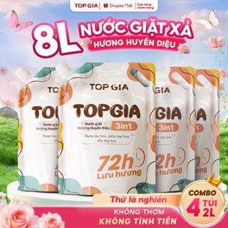 Nước giặt xả Topgia hương huyền diệu, túi 2L an toàn cho da, đánh bay vết bẩn, lưu hương bền lâu