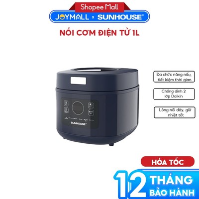Nồi Cơm Điện Tử 1L Sunhouse SHD8802, Hàng Chính Hãng, Nắp Liền, Chống Dính, Bền Bỉ - JoyMall