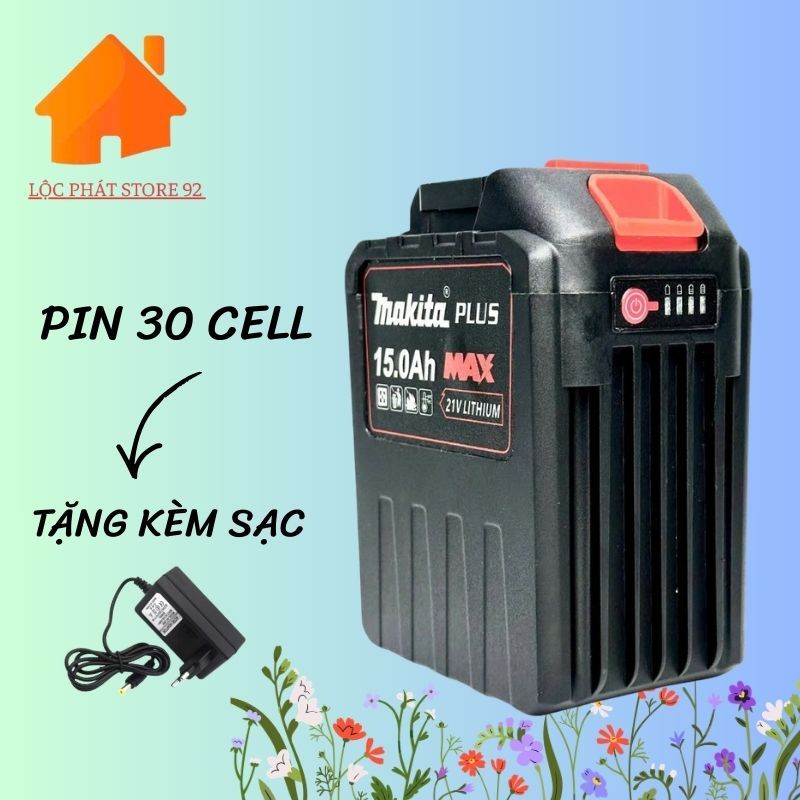 Pin 10Cell, 20Cell, 30Cell Makita Chân Pin Phổ Thông M21 Có Đèn Báo Pin
