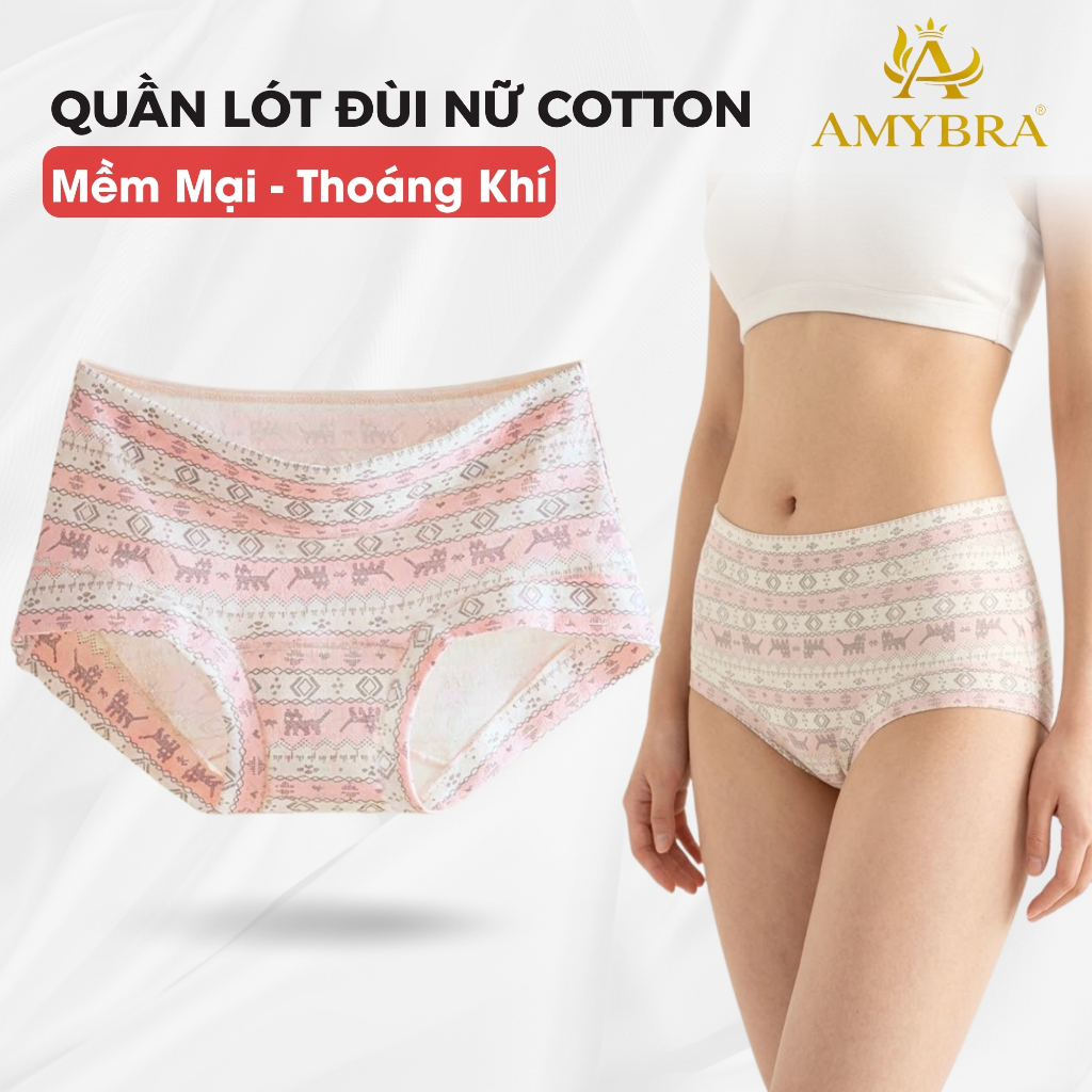 [ MẪU MỚI 2026 ] Quần Lót Nữ Dáng Đùi Cotton Mềm Thoáng Khí, Quần Boxer Nữ Kháng Khuẩn AMYBRA L5296