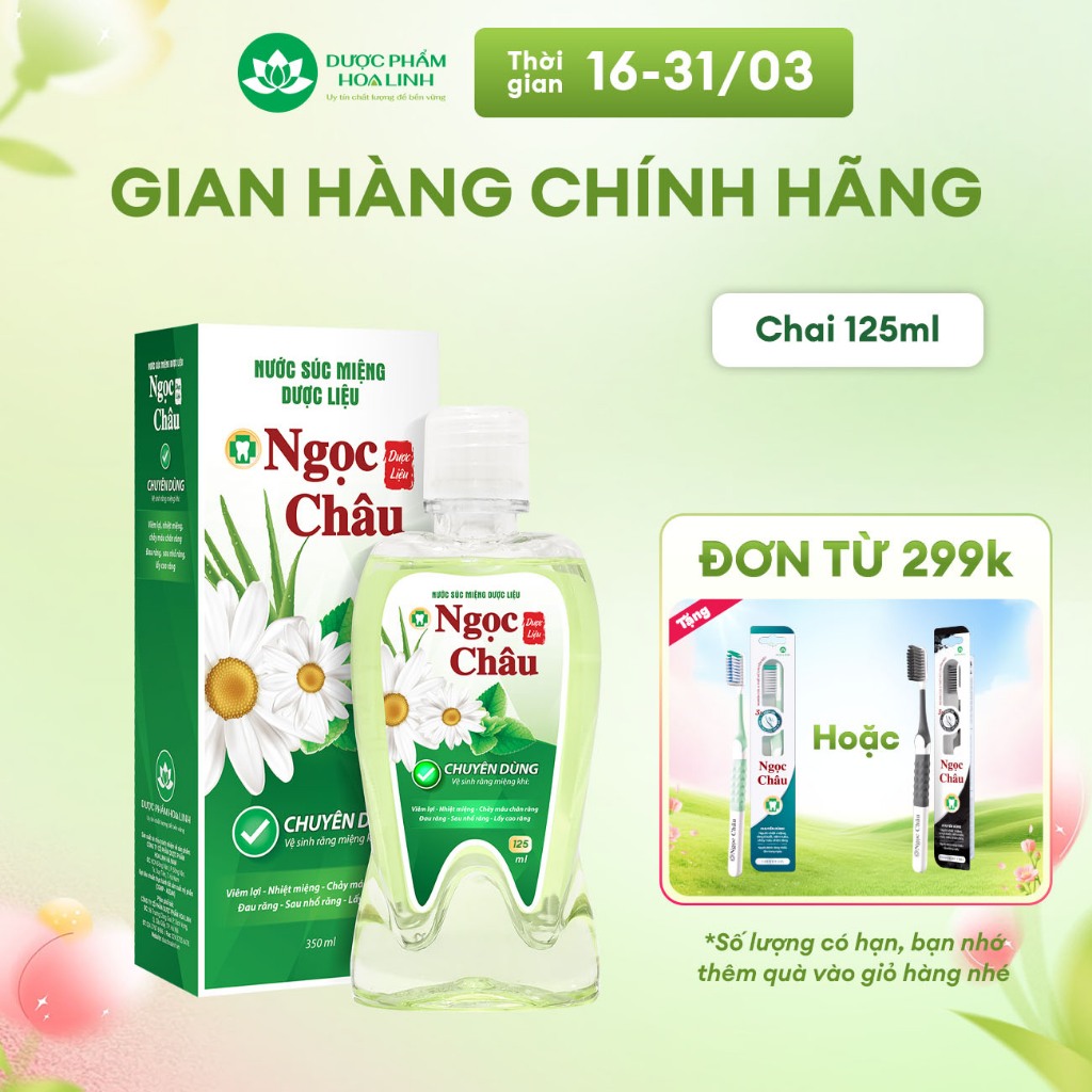 Nước súc miệng dược liệu Ngọc Châu 125ml - Ngăn nhiệt miệng, diệt khuẩn, giữ hơi thở thơm mát