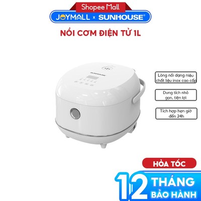 Nồi Cơm Điện Tử 1L Sunhouse SHD8803,  Hàng Chính Hãng, Nắp Liền, Quai Xách, Bền Bỉ - JoyMall