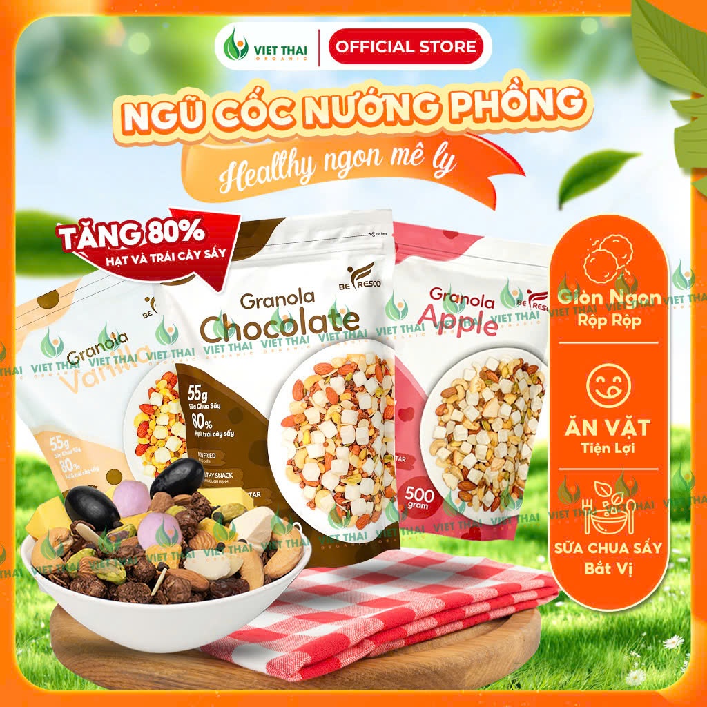 Ngũ Cốc Granola Befresco Siêu Sữa Chua Sấy X3 - Ngũ Cốc Nhiều Hạt Ăn Sáng Eatclean 500G