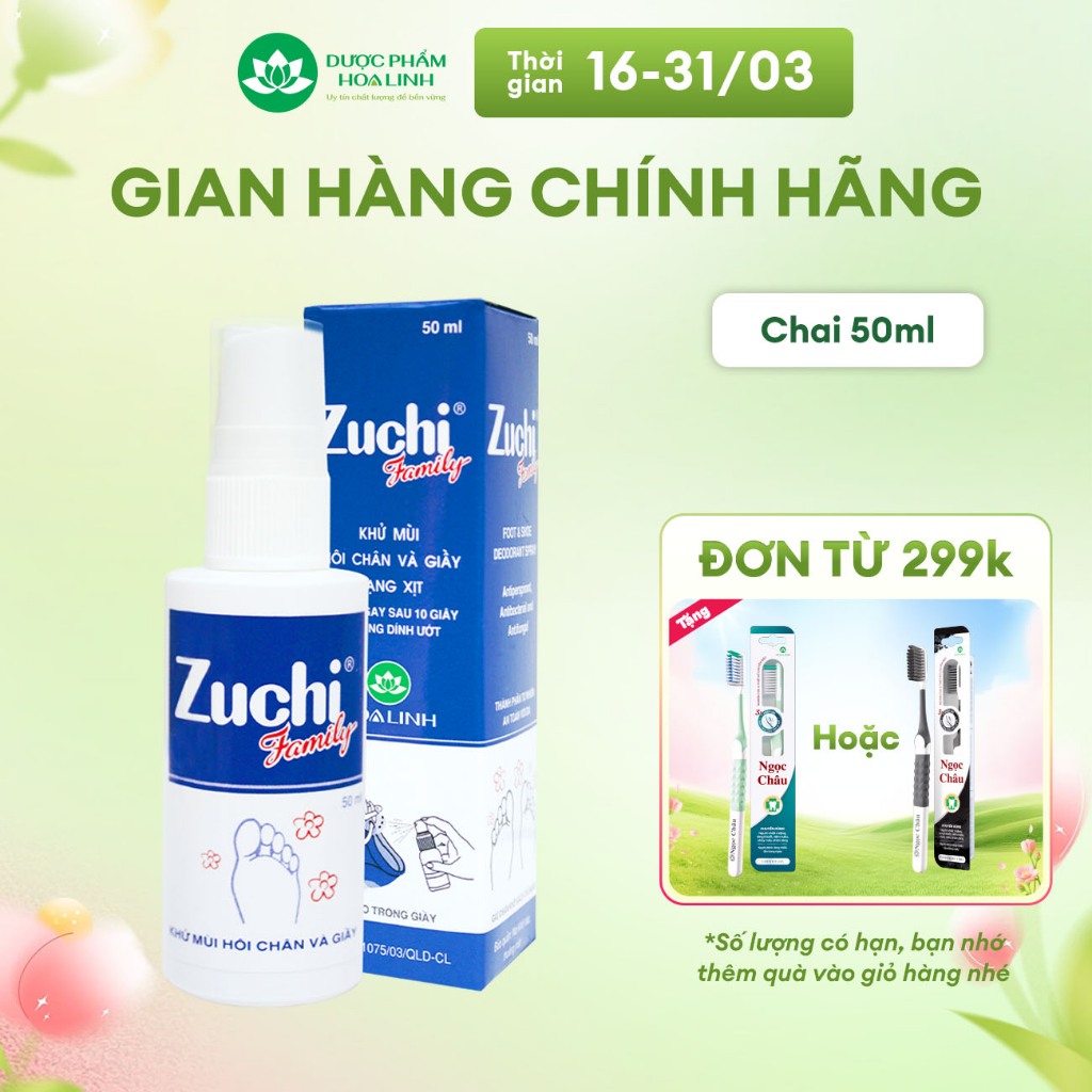 Xịt khử mùi hôi chân và giày (hương quế) Zuchi Family 50ml