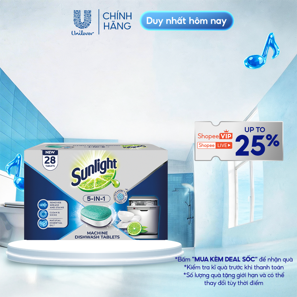 Hộp Viên Rửa Chén Bát Sunlight 5 in 1 Dành Cho Máy Rửa Chén (28 Viên/Hộp)