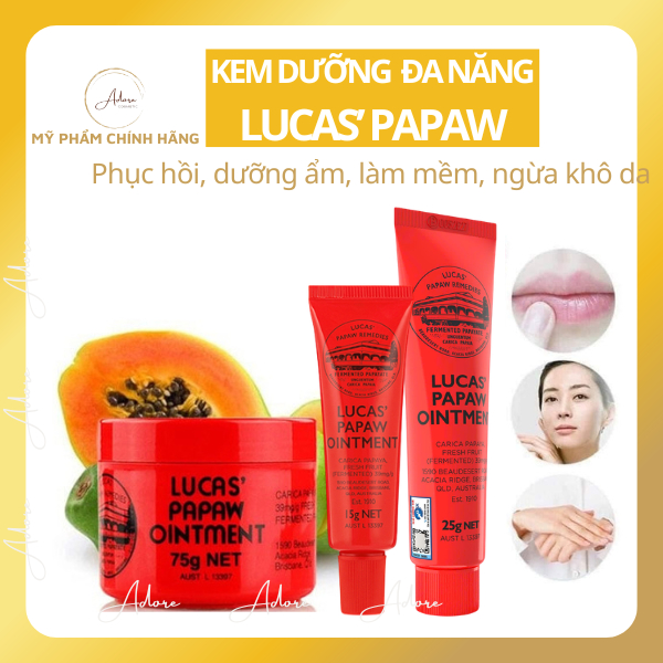 Kem Dưỡng Môi Lucas Papaw Kem Đu Đủ Đa Năng Dưỡng Ẩm Sâu Giảm Khô Nứt 15g 25g 75g