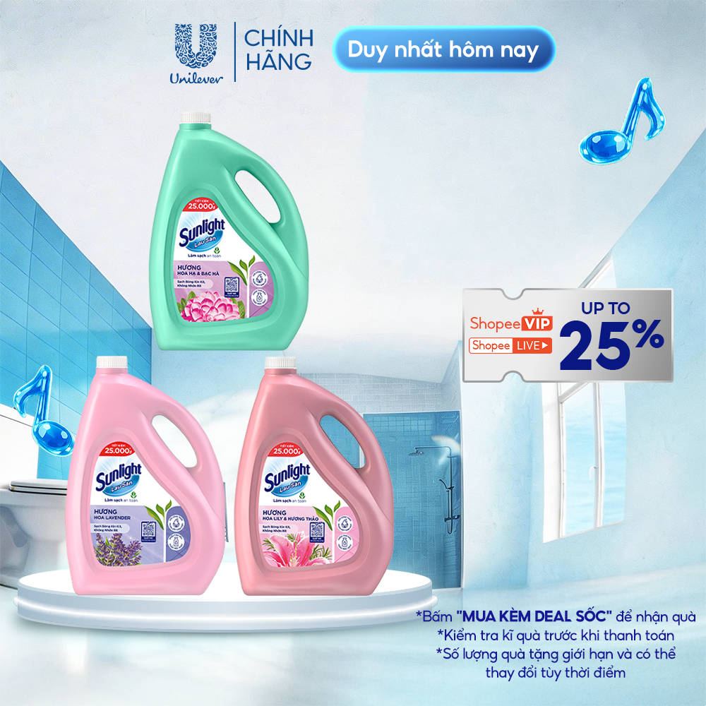 Nước Lau Sàn Sunlight Tinh Dầu Thảo Mộc Sạch Bóng | Chai 3,6 KG | Hoa Hạ - Bạc Hà | Lily - Bạch Trà | Hoa Lavender