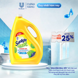 Nước Rửa Chén Bát Sunlight Chanh 100 Sạch Nhanh Xả Bọt Nhanh Rửa Sạch Dầu Mỡ 3.6kg