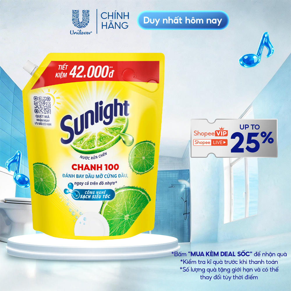 Nước Rửa Chén Bát Sunlight Chanh 100 | Sạch Dầu Mỡ Đồ Nhựa | Túi 3.5KG/3.1Kg