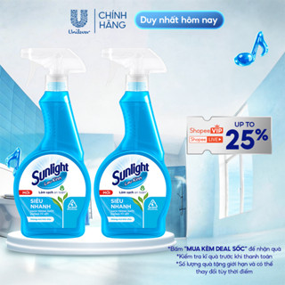 Combo 2 Nước lau kính Sunlight Siêu nhanh | Phiên bản nâng cấp từ Cif | Sạch trong suốt, không tỳ vết | Chai 520ml