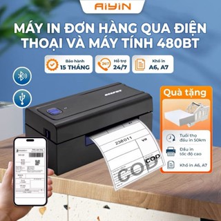 Máy In Nhiệt A6 Bluetooth AYIN 480BT Kết Nối Điện Thoại Và Máy Tính, Máy In Đơn Hàng TMĐT, In Mã Vận Đơn-BH 15 Tháng