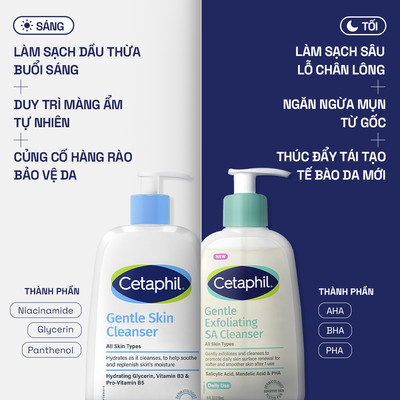 [SVIP] [COMBO LÀM SẠCH SÁNG-TỐI CHO DA NHẠY CẢM] GENTLE SKIN CLEANSER + GENTLE EXFOLIATING SA CLEANSER