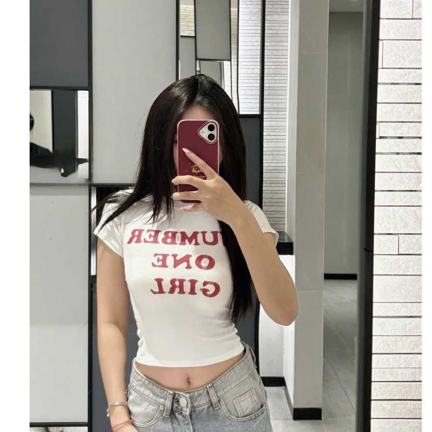 Áo thun nữ Number one girl 3 màu peonyb - Baby tee dáng suông in chữ kiểu bánh bèo hàn quốc đẹp form