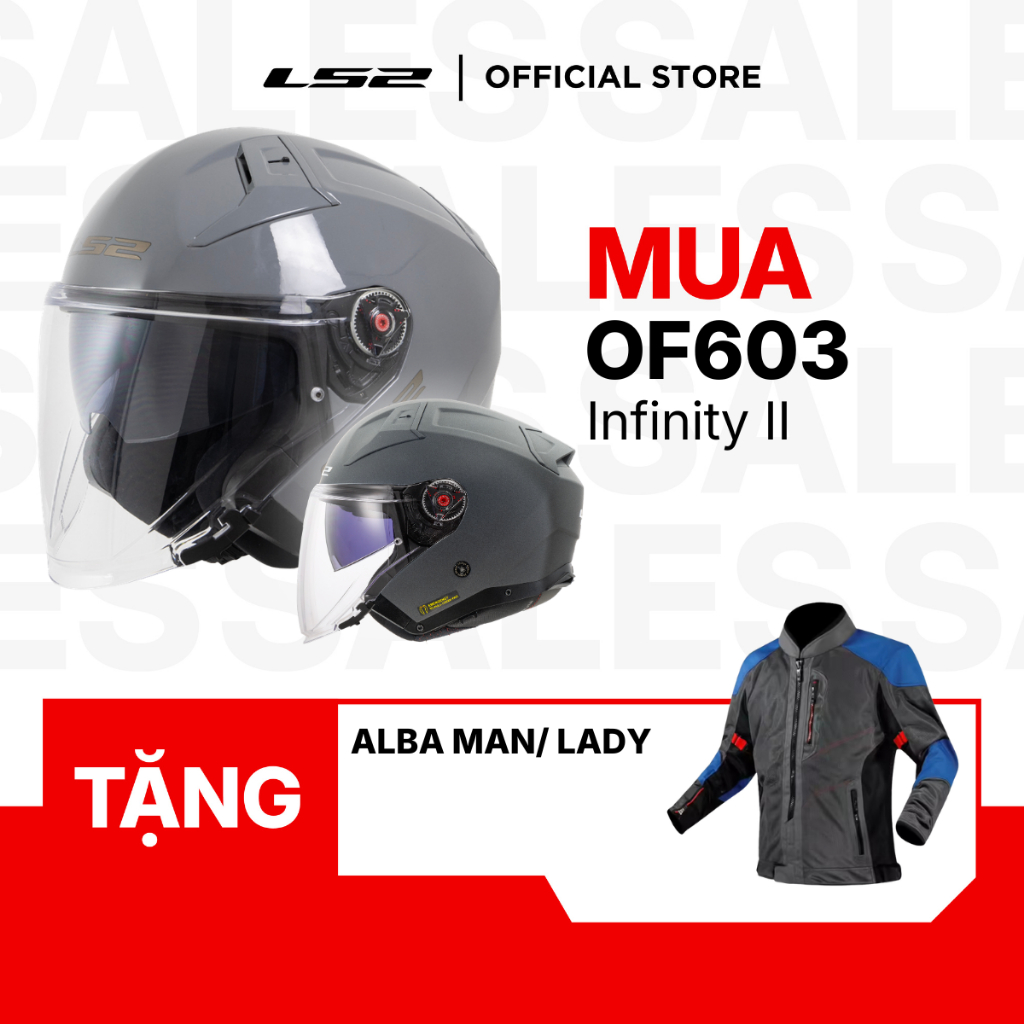 [Mua 1 Tặng 1] Mũ Bảo Hiểm 3/4 Hai Kính LS2 OF603 Infinity II Sợi Thuỷ Tinh ECE2206 Gọn Nhẹ Đi Phố