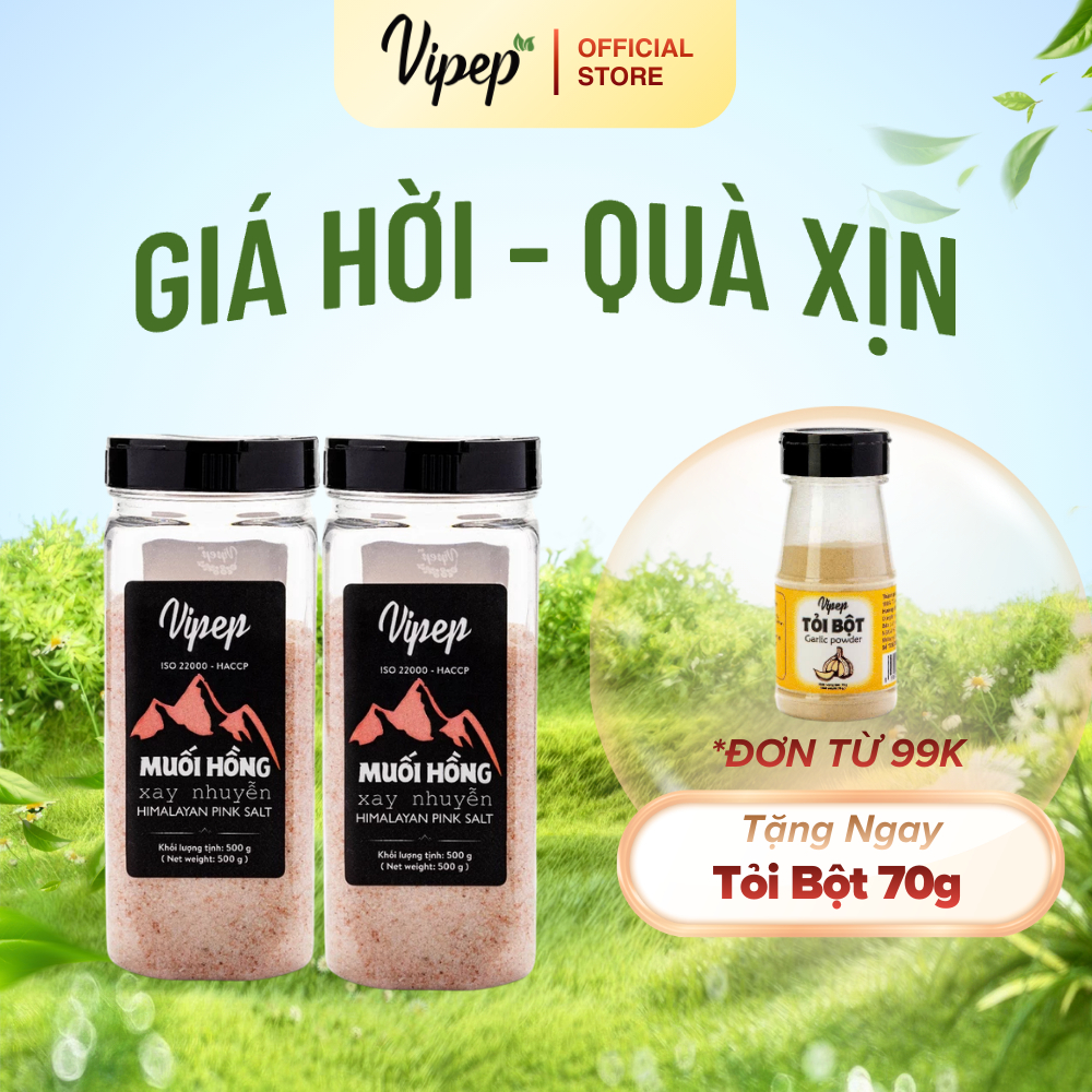 Combo Muối Hồng Hymalaya Vipep muối mỏ, gia vị nấu ăn, chăm sóc cơ thể, ngâm chân - Gia vị Vipep
