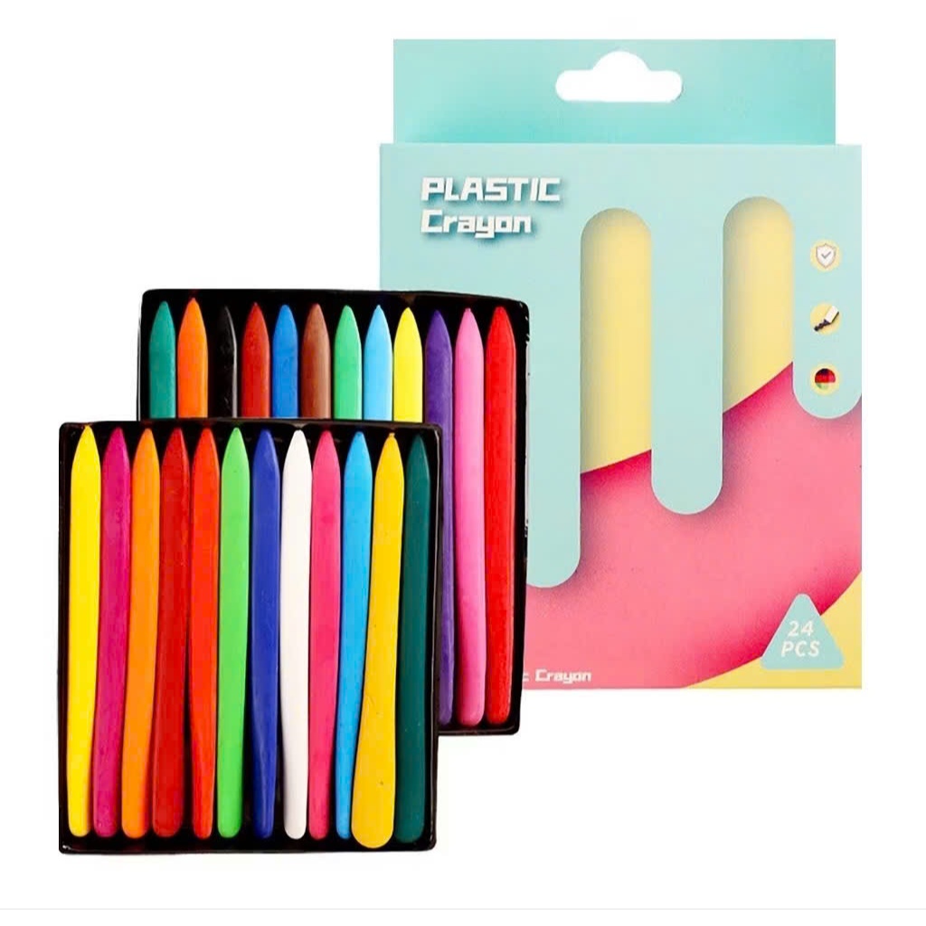Bộ Bút Sáp Màu 24 Màu Plastic Crayon – Bút Màu Cho Bé Vẽ Tranh