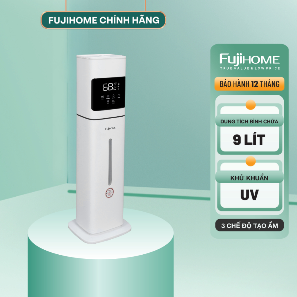 Máy phun sương FUJIHOME HM09UV2 khử khuẩn UV, dung tích lớn - Bảo hành 12 tháng