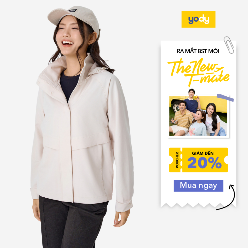 Áo khoác gió nữ 4C Plus dáng suông YODY cản gió chống nắng linh hoạt WCWC25F025
