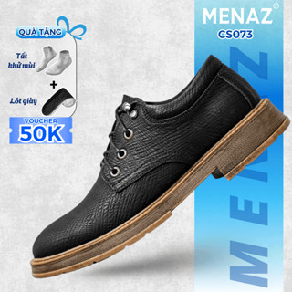 Giày Da Nam Cao Cấp Đốc Tờ MENAZ CS073 Da Cao Cấp Đế Cao Su Nguyên Khối Tăng Chiều Cao 3,5cm
