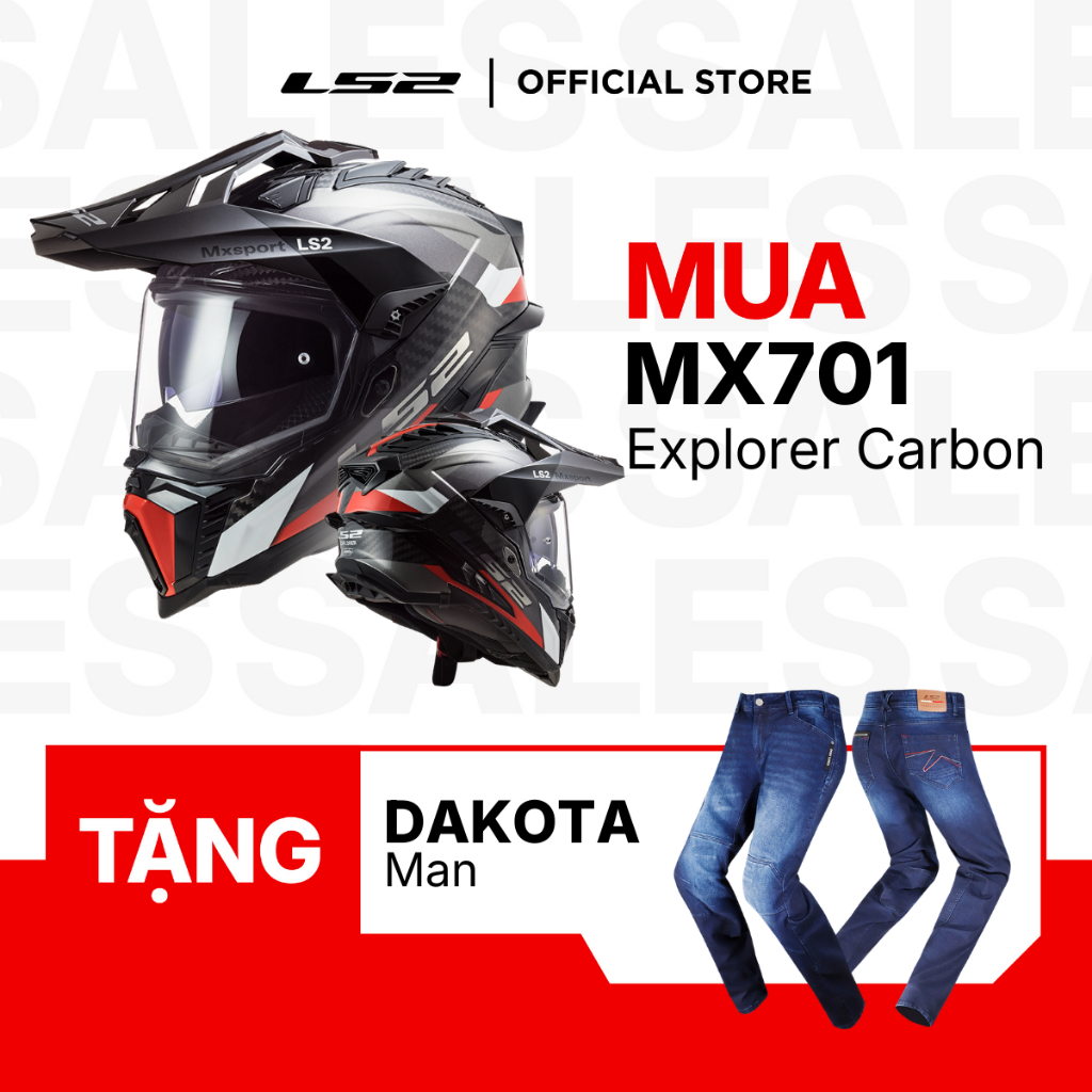 [Mua 1 Tặng 1] Mũ Cào Cào LS2 MX701 Explorer Carbon ECE22.06 Offroad Touring [Bảo Hành Chính Hãng 2 