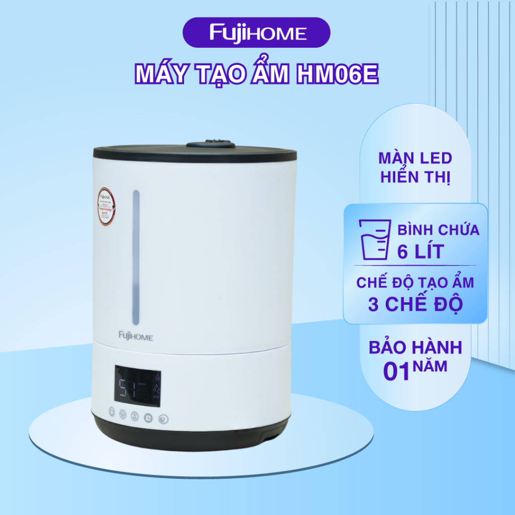 Máy phun sương FUJIHOME HM06E tạo ẩm, khử khuẩn bằng ion bạc, có điều khiển từ xa