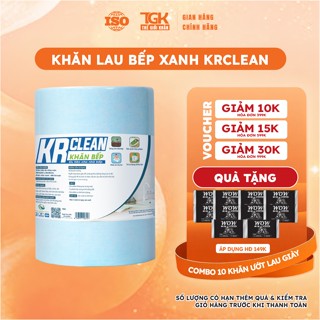 [Combo 2] Cuộn 200 tờ khăn giấy lau bếp xanh KRCLEAN 20x20cm - Khăn lau đa năng, siêu thấm hút, lau mọi bề mặt tiện lợi