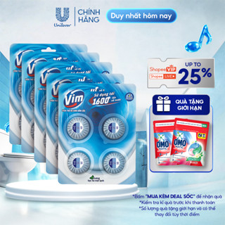 Combo 5 VỈ Viên Thả Vệ Sinh Bồn Cầu Vim | Sạch Khuẩn, Sáng Bóng đến 1600 Lần Xả (3x180g/vỉ)