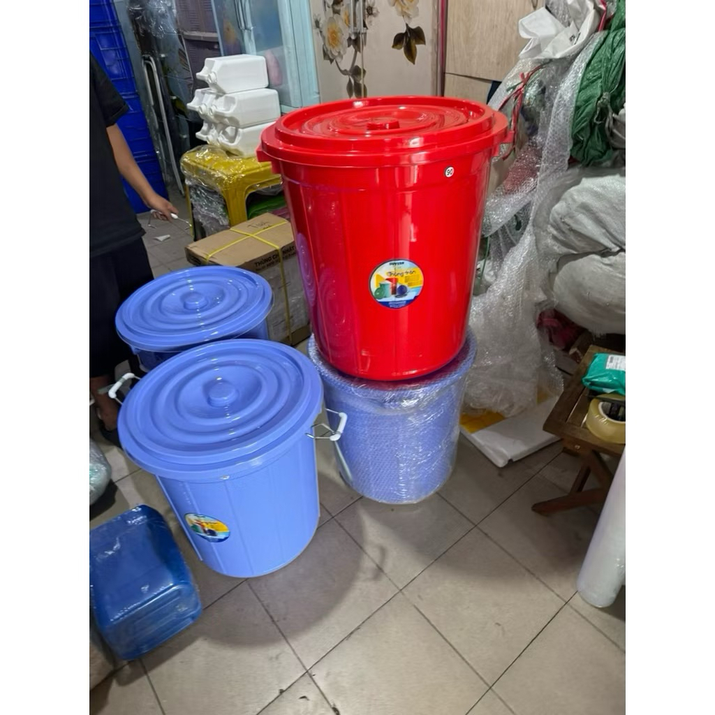 Thùng nhựa tròn có nắp - duy Tân , thùng nhựa tròn dựng nước 25 lít -35 lít-45 lít-60 lít-90 lít-120