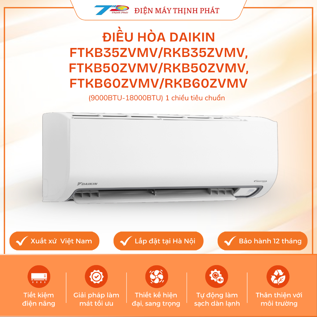 Điều Hòa Daikin FTKB35ZVMV/RKB35ZVMV; FTKB50ZVMV/RKB50ZVMV; FTKB60ZVMV/RKB60ZVMV Inverter 1 Chiều