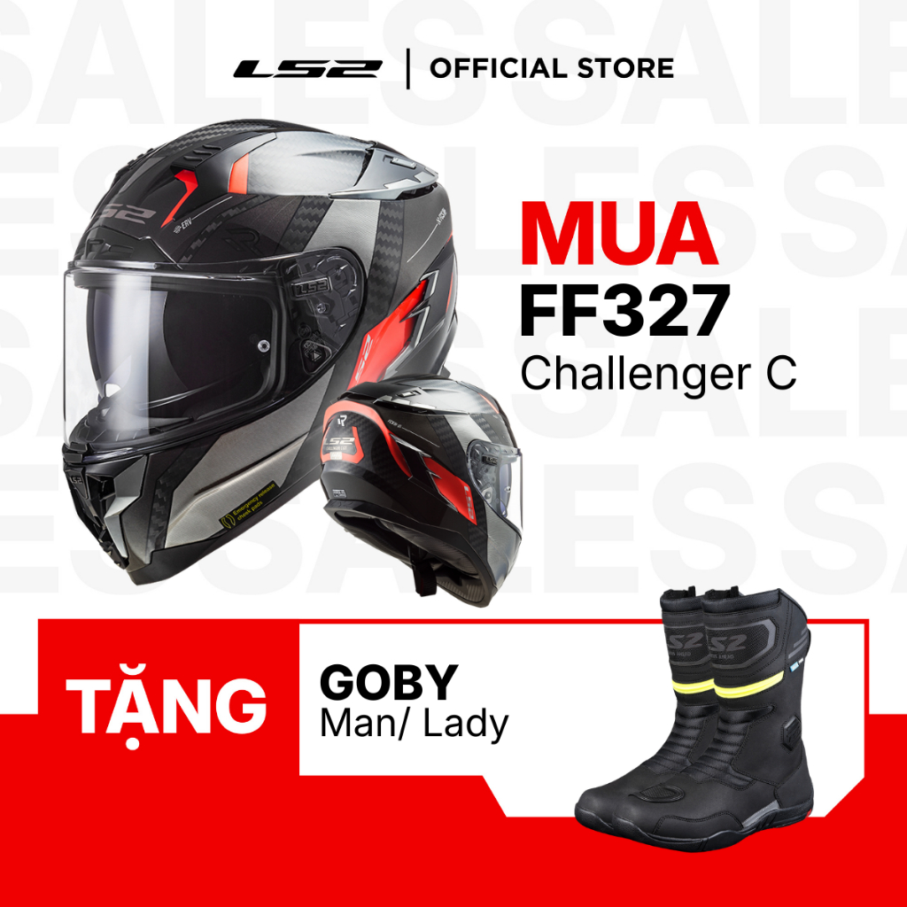 [Mua 1 Tặng 1] Mũ Bảo Hiểm Fullface Hai Kính LS2 FF327 Challenger CT2 Carbon ECE22.05 Đi Phố Touring