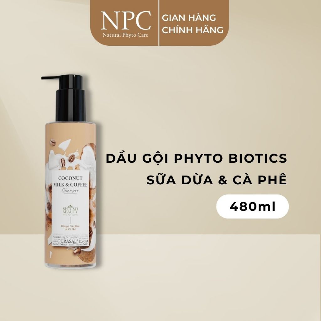 Dầu Gội SHSO Beauty Phyto Biotic Coconut Milk & Coffee Phục Hồi Hư Tổn, Dưỡng Ẩm - NPC PHAR